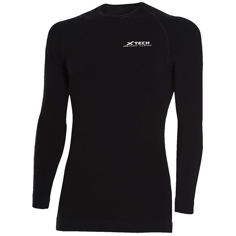 XTECH MERINO-TECH MAGLIA INTIMO MANICHE LUNGHE, NERO