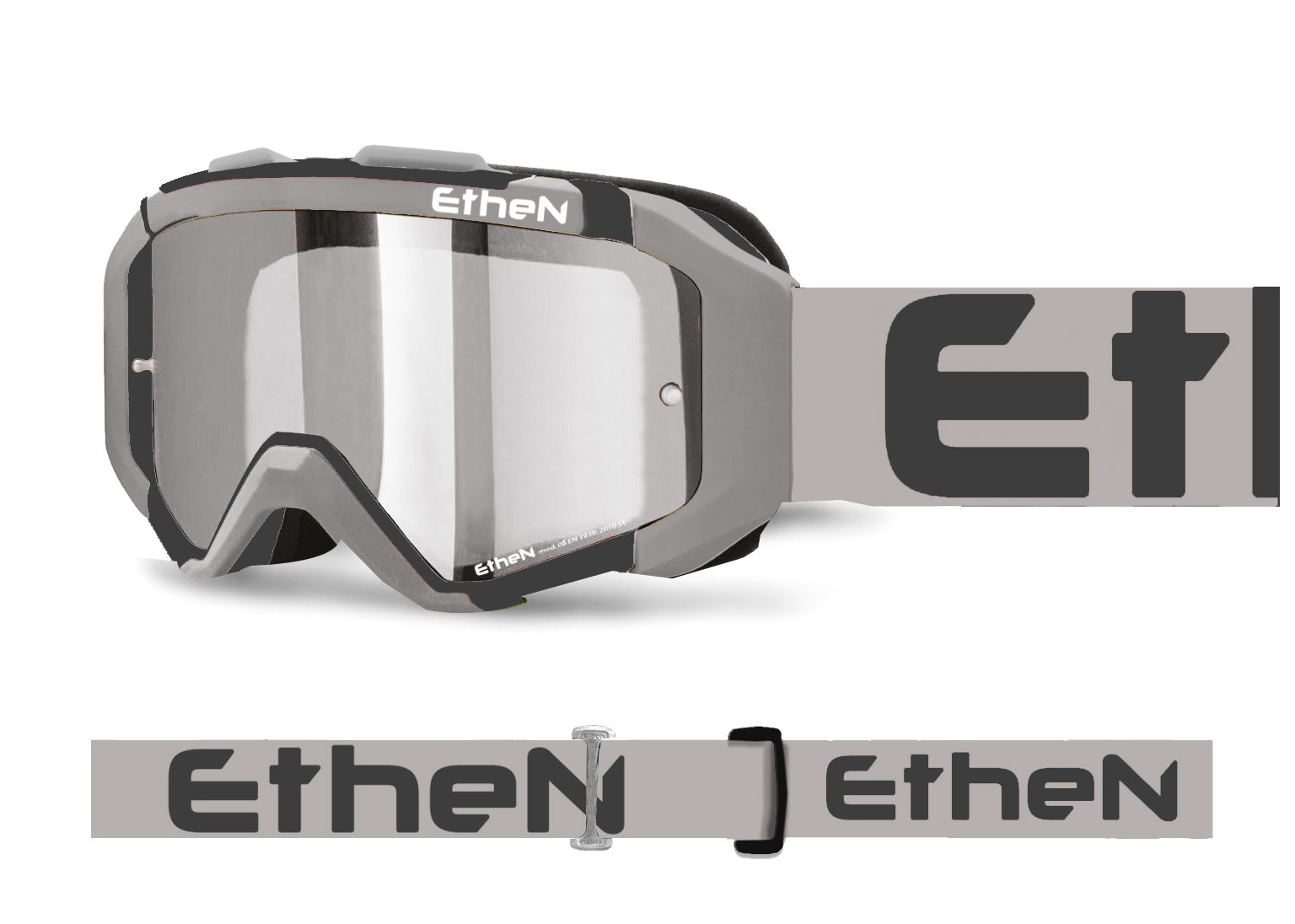 ETHEN MASCHERA MX 05R MX05117 GRIGIO-NERO LENTE SPECCHIATA SILVER