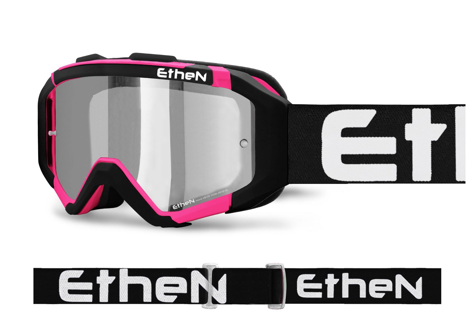 ETHEN MASCHERA MX 05R MX05107 NERA FUCSIA LENTE SPECCHIATA SILVER